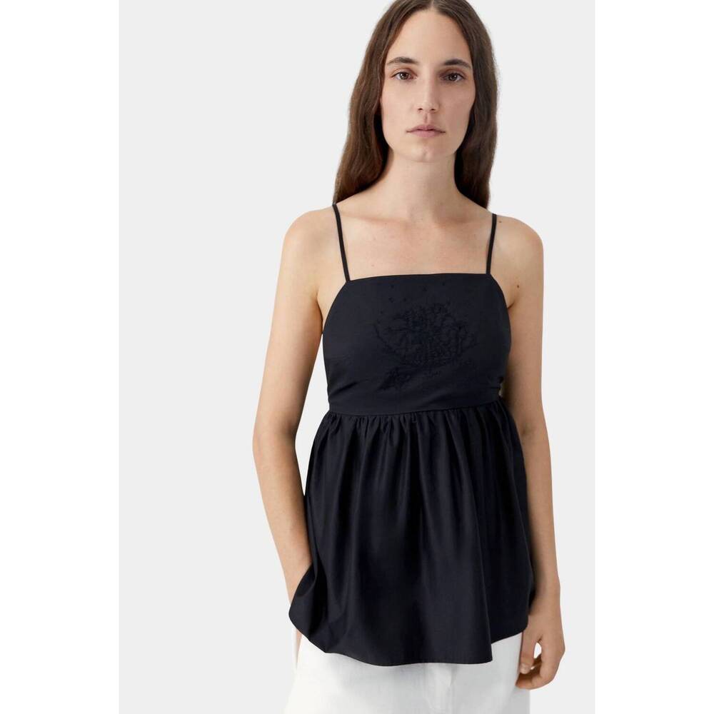 NEW CORDERA cotton embroidered top in black